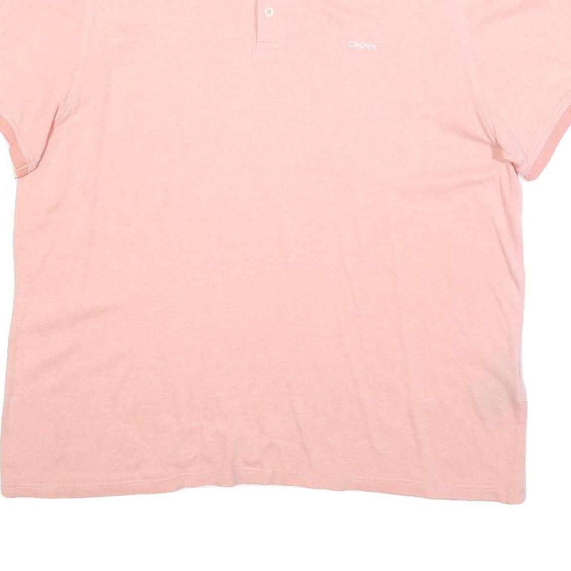 DKNY Mens Pink Polo Shirt XL Cotton Blend Short Sleeve Basic Casual