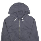 Womens Blue Hooded Jacket S Cotton Casual Zip-Up Plain Light Outerwear