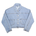 Womens Blue Cotton Button Denim Jacket M Cropped Casual Lightweight Classic