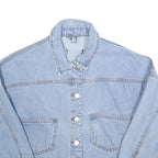Womens Blue Cotton Button Denim Jacket M Cropped Casual Lightweight Classic