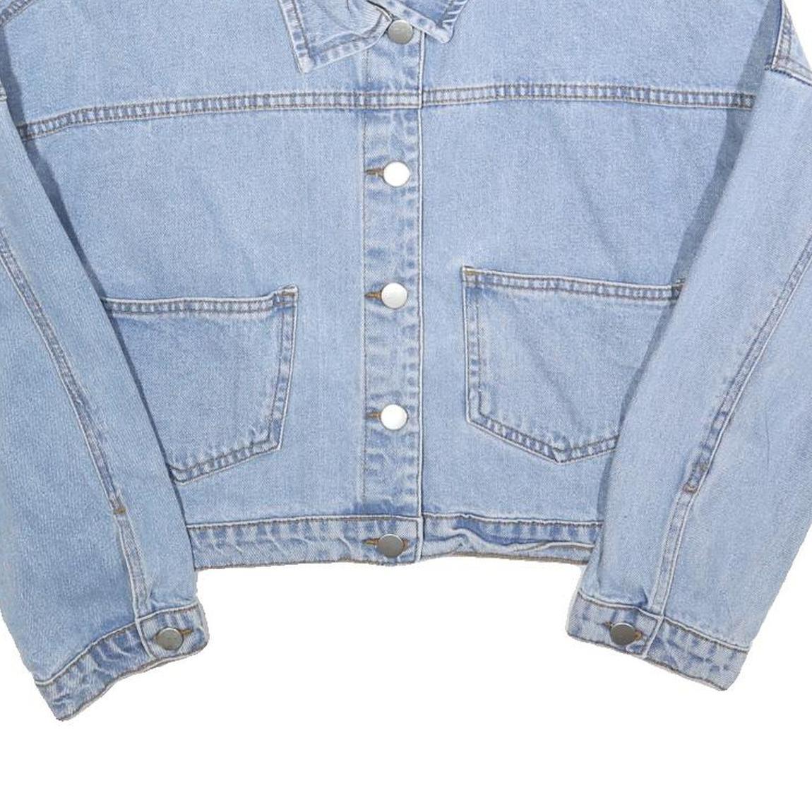 Womens Blue Cotton Button Denim Jacket M Cropped Casual Lightweight Classic