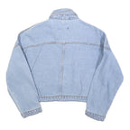 Womens Blue Cotton Button Denim Jacket M Cropped Casual Lightweight Classic