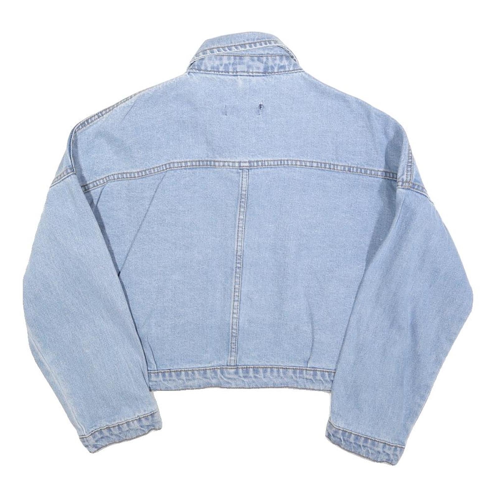 Womens Blue Cotton Button Denim Jacket M Cropped Casual Lightweight Classic