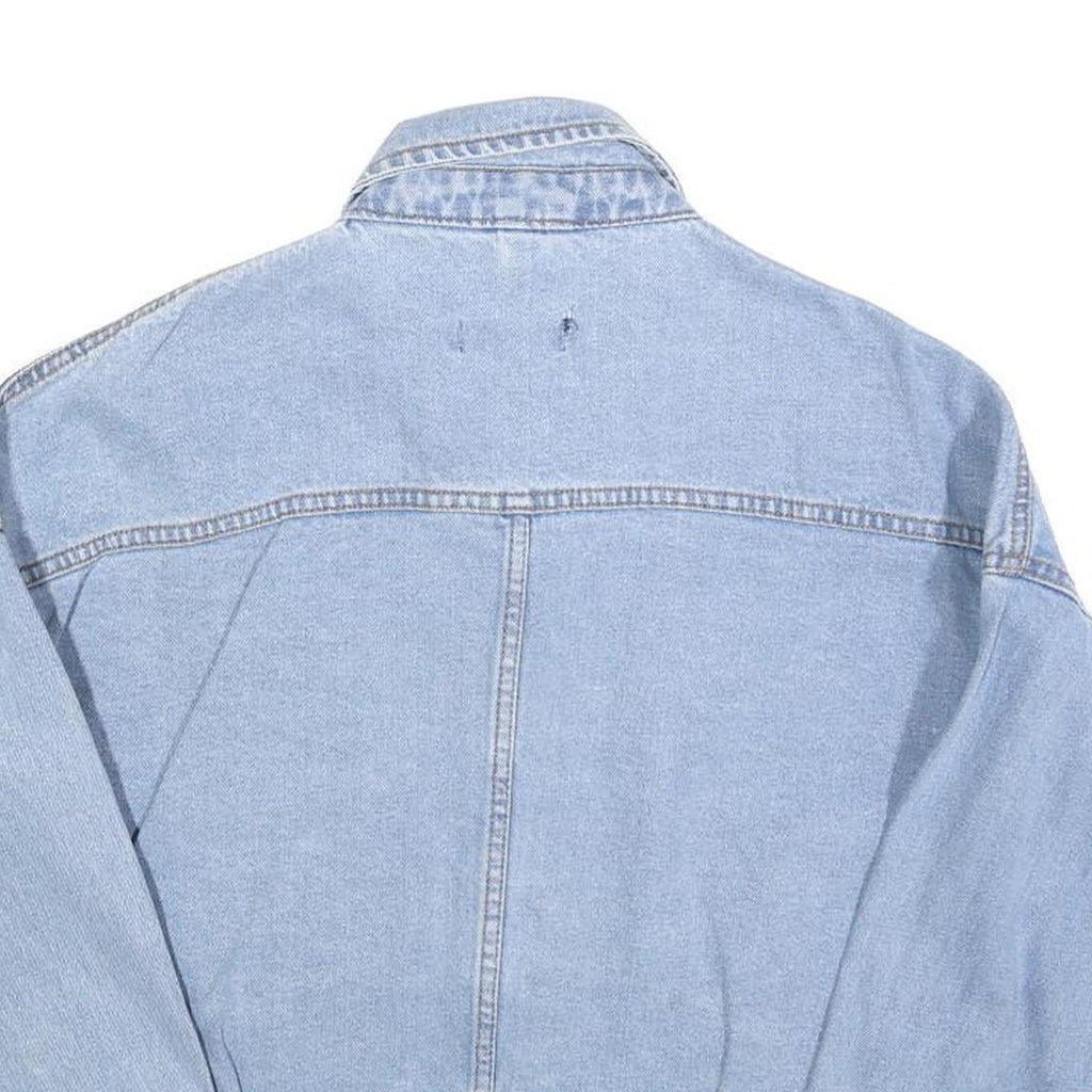 Womens Blue Cotton Button Denim Jacket M Cropped Casual Lightweight Classic
