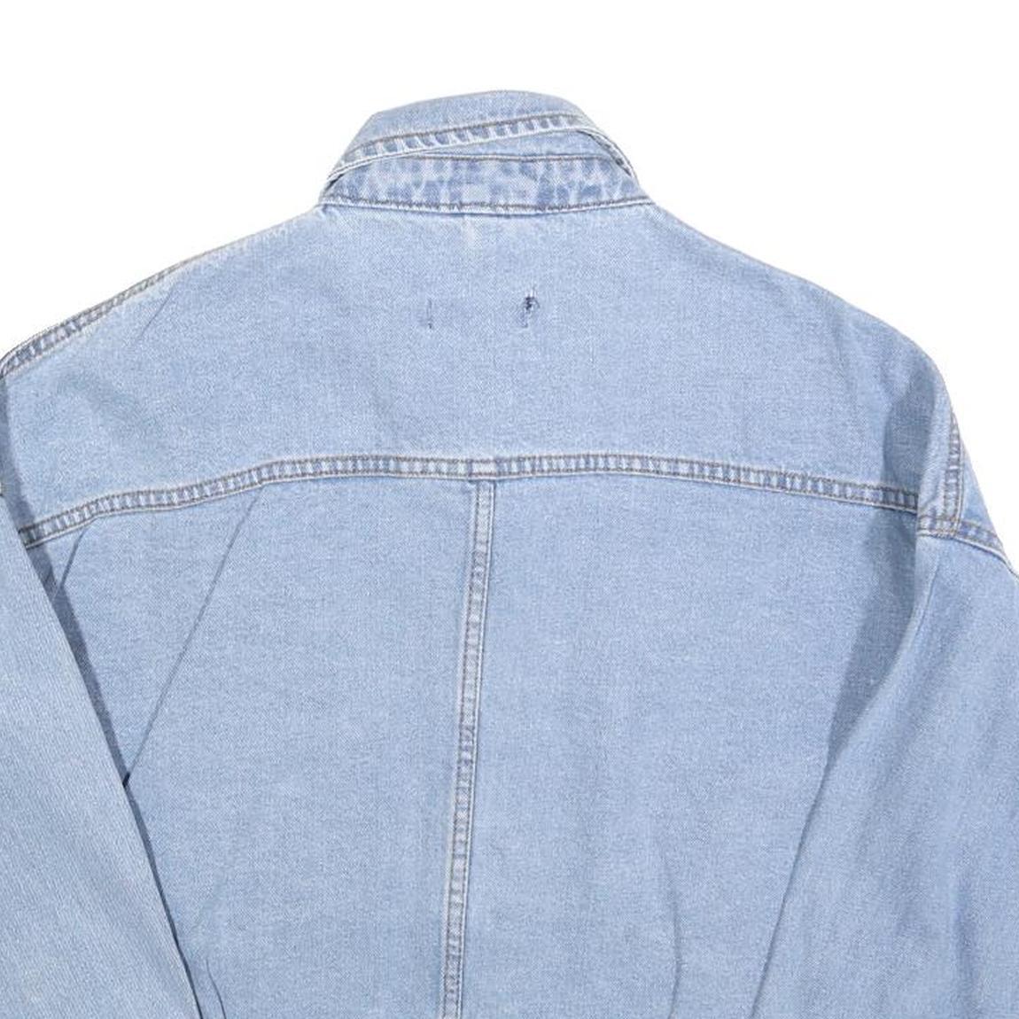 Womens Blue Cotton Button Denim Jacket M Cropped Casual Lightweight Classic