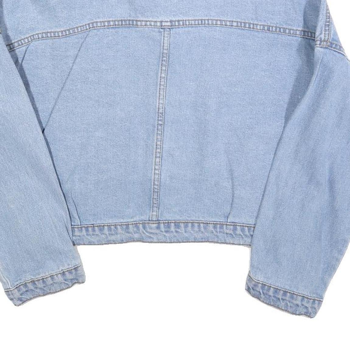 Womens Blue Cotton Button Denim Jacket M Cropped Casual Lightweight Classic