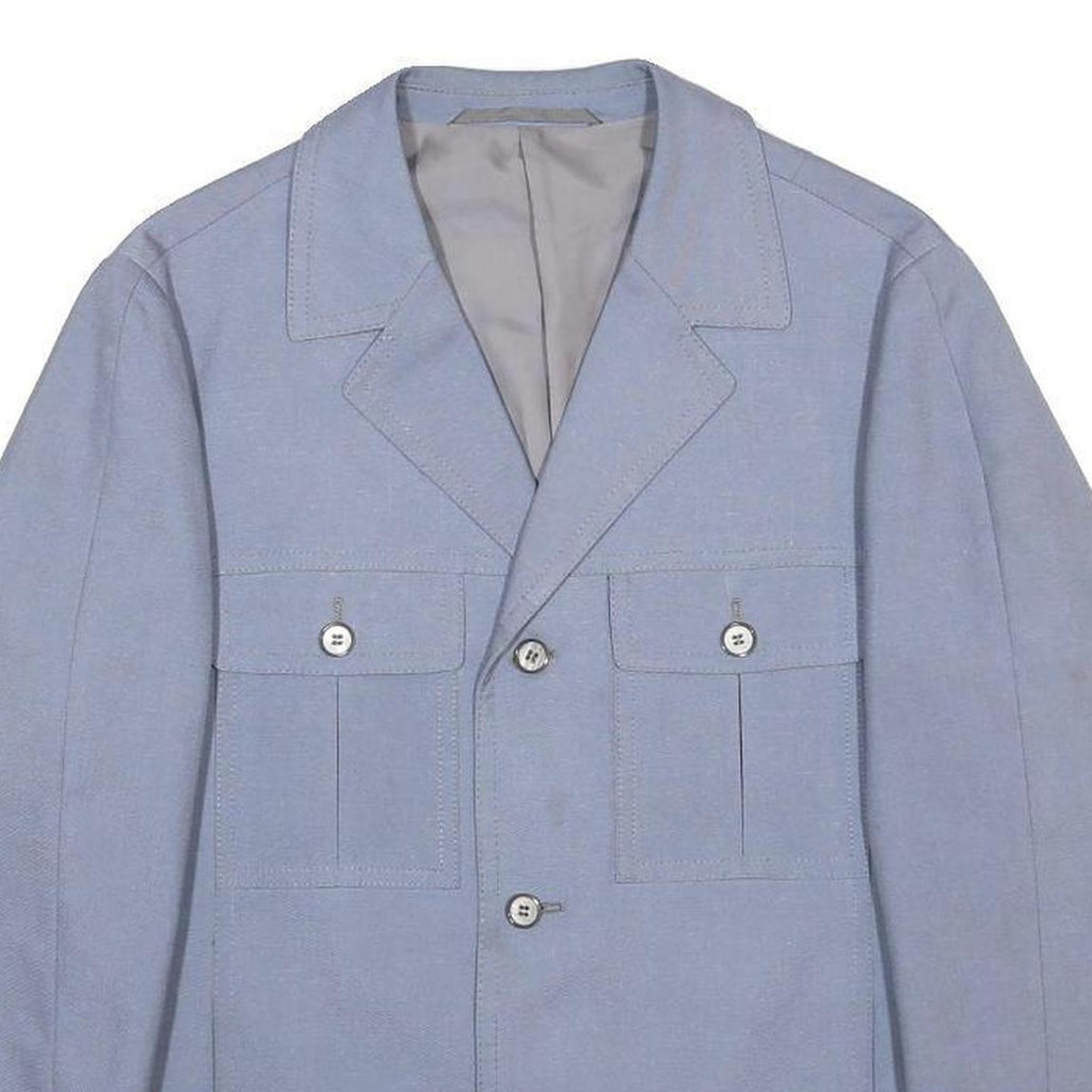 SCHILD Mens Blue Button Cotton Blend Jacket L Plain Stylish Casual Layer