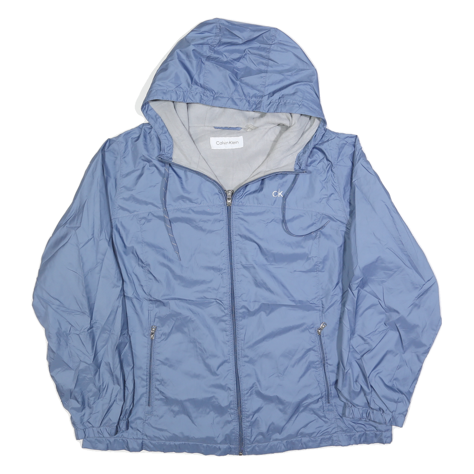 CALVIN KLEIN Womens Blue Zip Hooded Jacket 2XL Polyester Blend Outdoor Casual