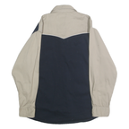 EXPRESS RIDER Mens Beige & Navy Blue Cotton Shirt L Long Sleeve Button Front