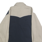 EXPRESS RIDER Mens Beige & Navy Blue Cotton Shirt L Long Sleeve Button Front