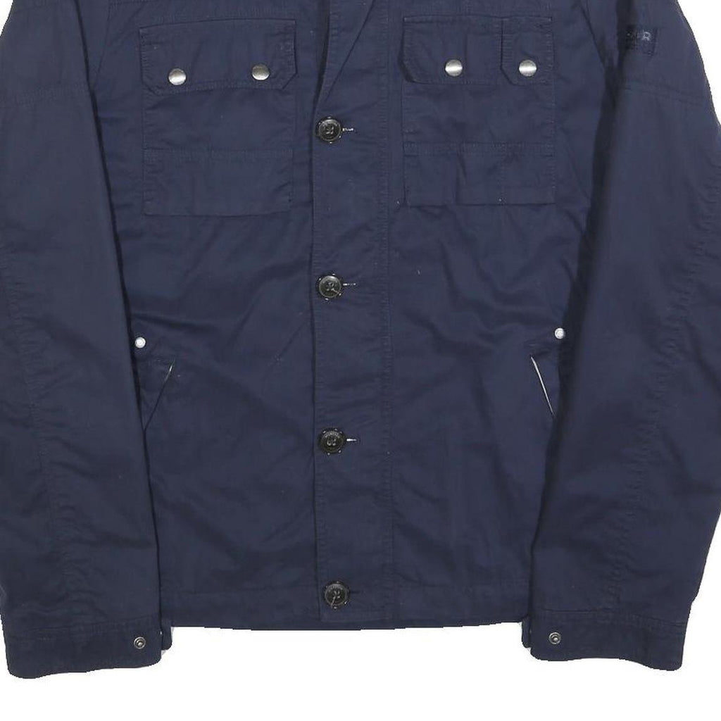 MCGREGOR Mens Navy Blue Cotton Blend Jacket L Zip Chest Pockets Casual Outerwear