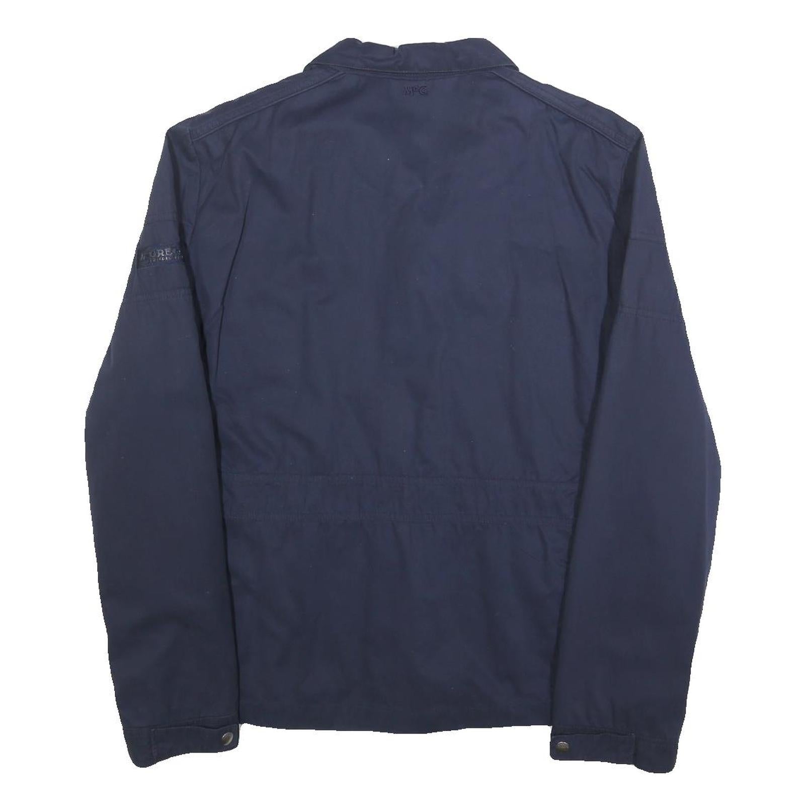 MCGREGOR Mens Navy Blue Cotton Blend Jacket L Zip Chest Pockets Casual Outerwear