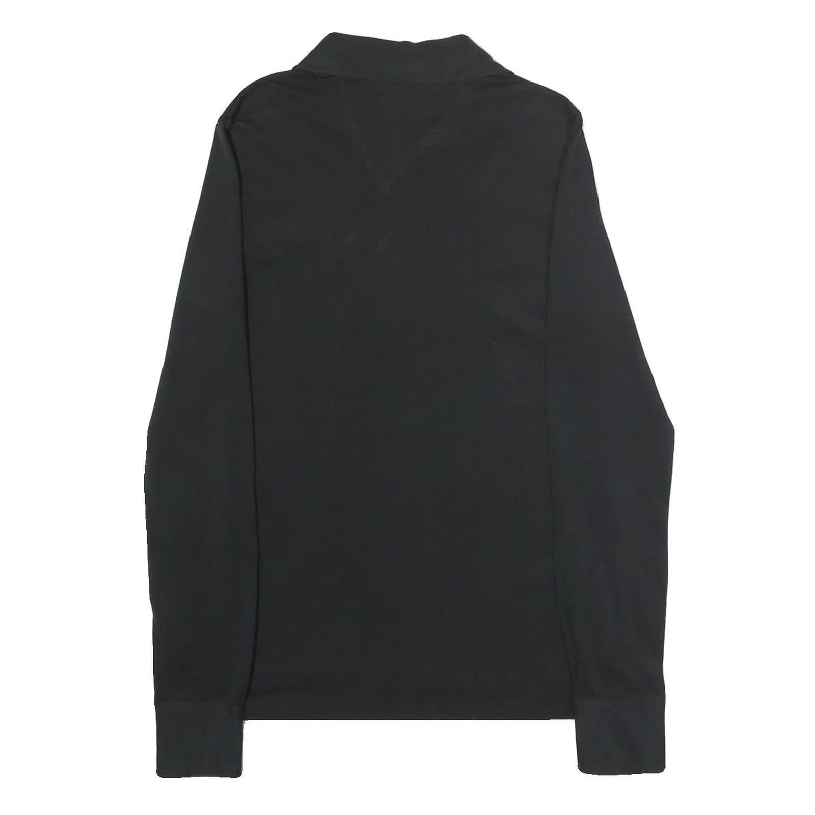 RALPH LAUREN Mens Black Long Sleeve Plain Polo Shirt L Cotton Classic Fit