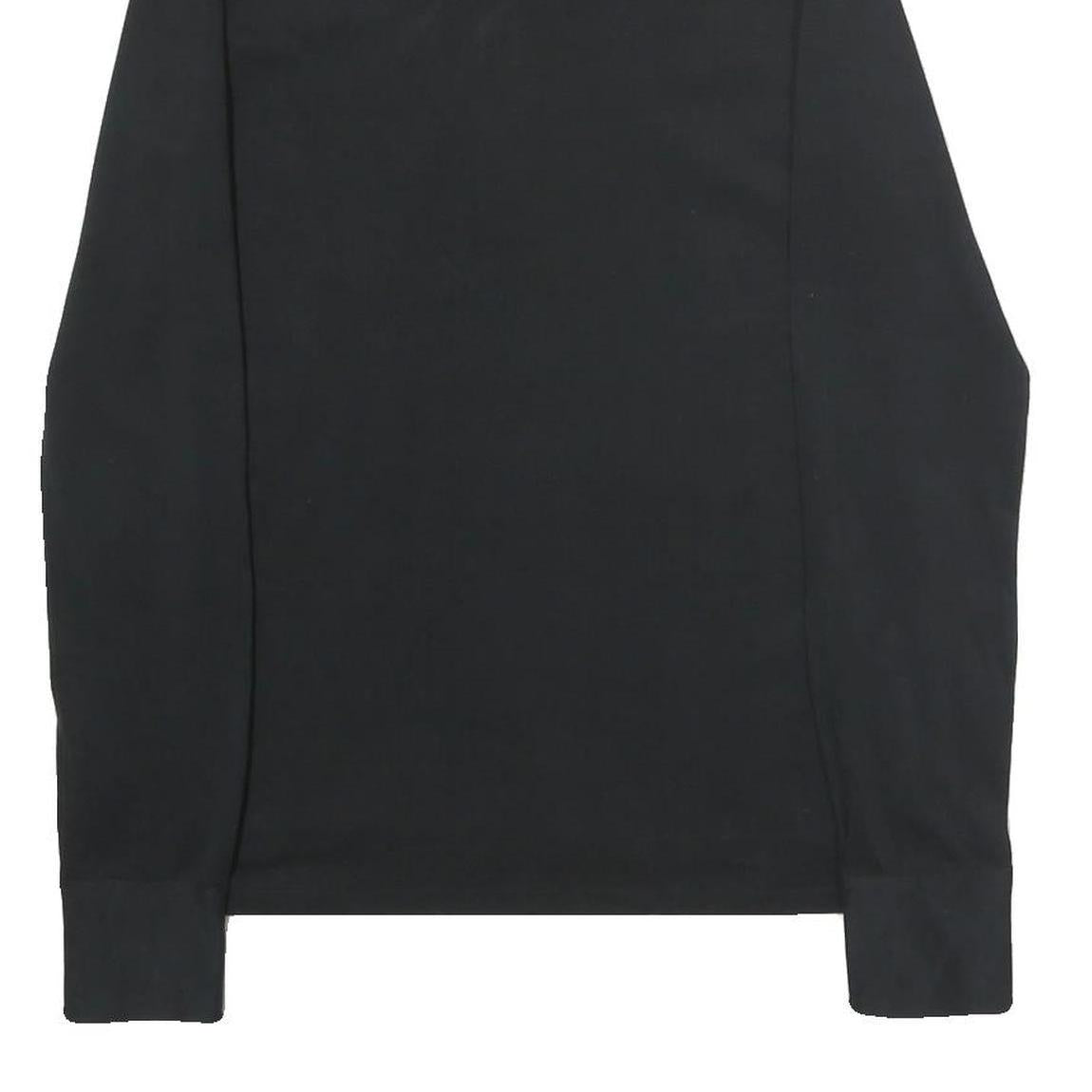 RALPH LAUREN Mens Black Long Sleeve Plain Polo Shirt L Cotton Classic Fit