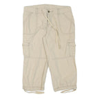 Womens Beige Casual Cotton Blend Cargo Shorts Size M W29 Drawstring Pockets