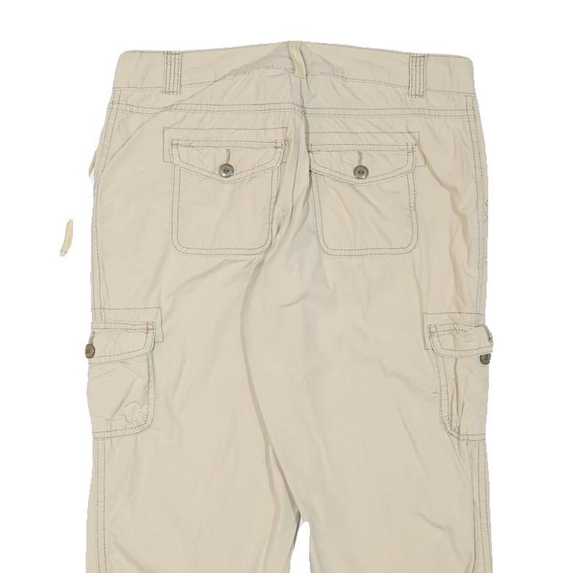 Womens Beige Casual Cotton Blend Cargo Shorts Size M W29 Drawstring Pockets