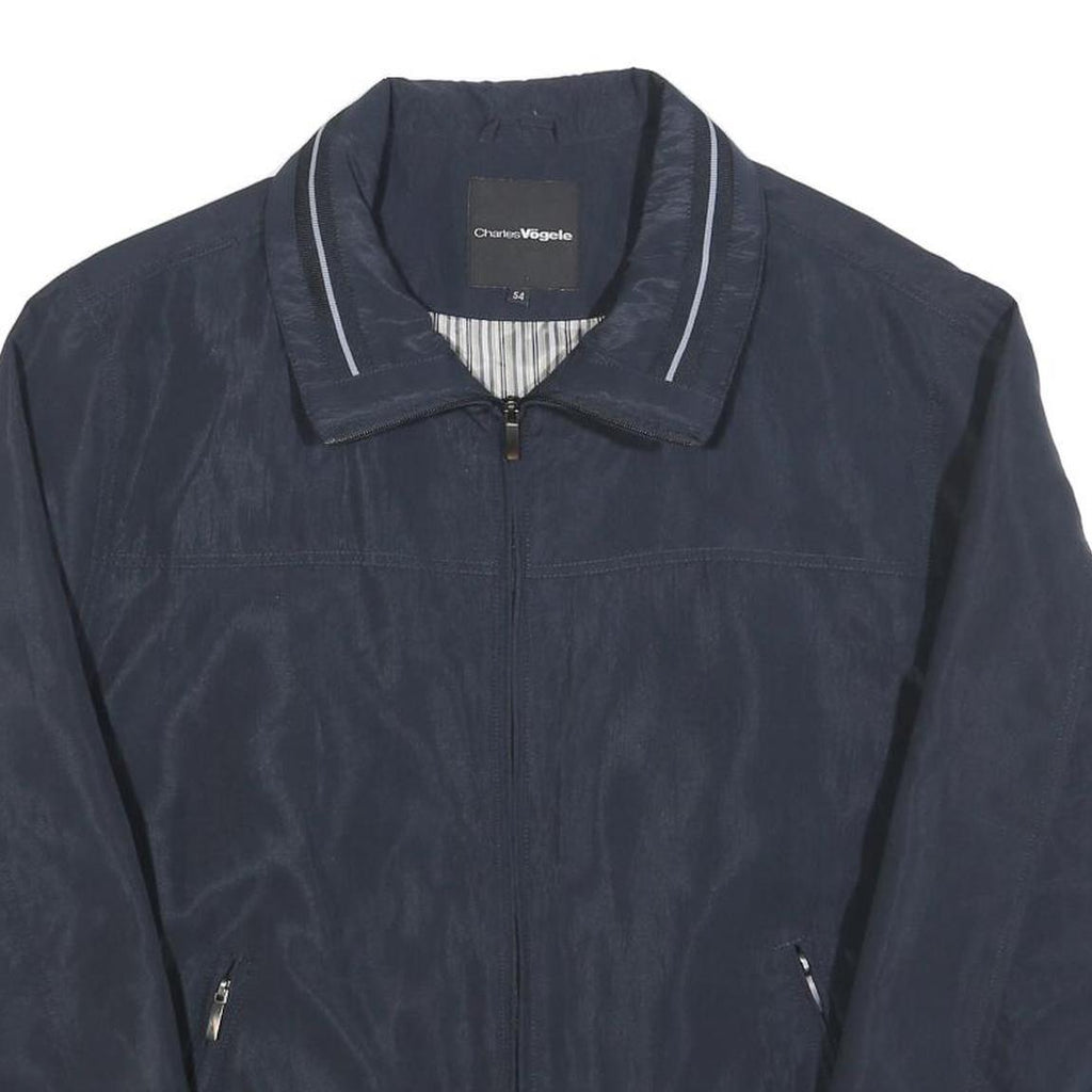 CHARLES VOGELE Mens Navy Blue Casual Jacket L Polyester Zip Plain Lightweight