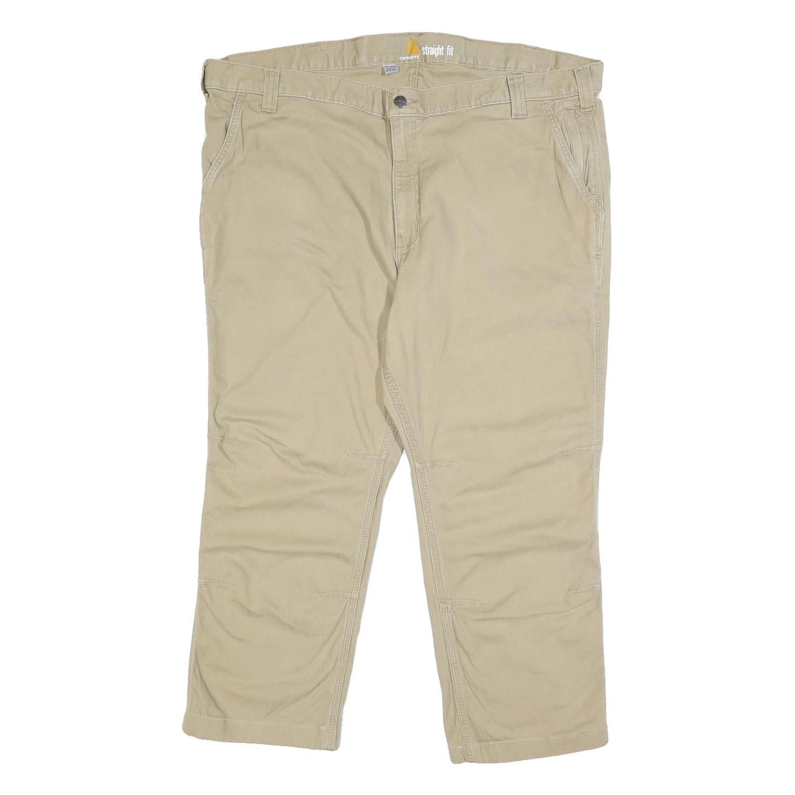 CARHARTT Mens Cotton Blend Beige Regular Straight Fit Trousers W42 L25