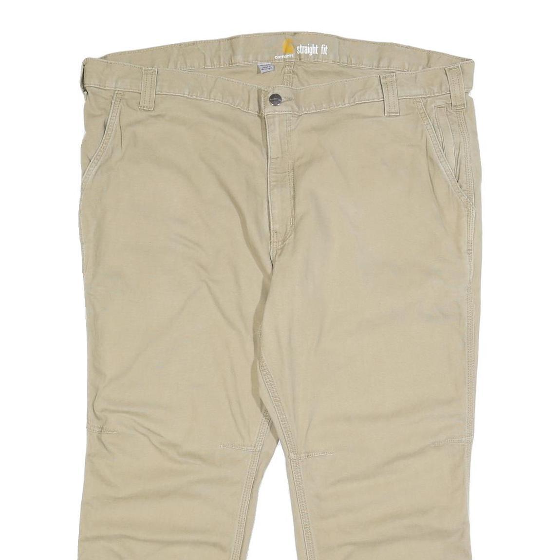 CARHARTT Mens Cotton Blend Beige Regular Straight Fit Trousers W42 L25