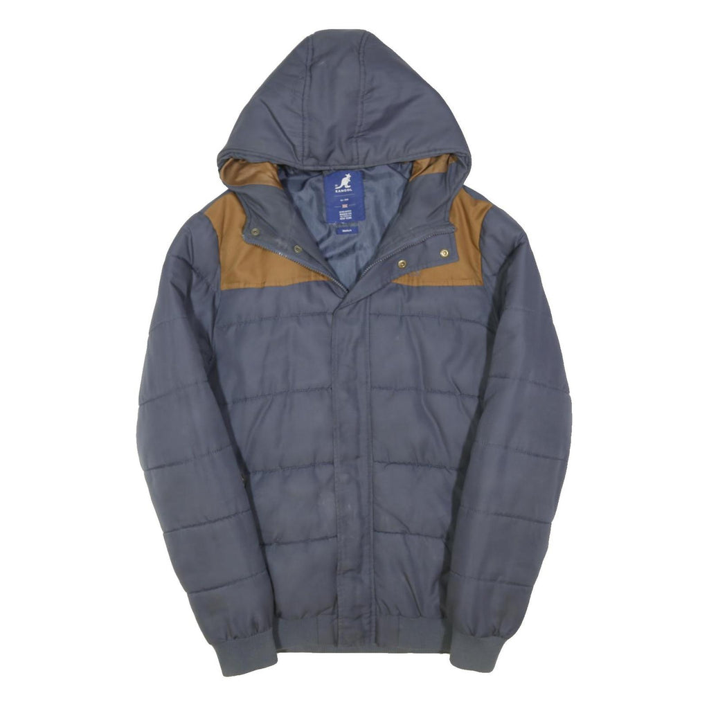 KANGOL Mens Blue & Brown Zip Jacket M Polyester Blend Casual Lightweight Hooded