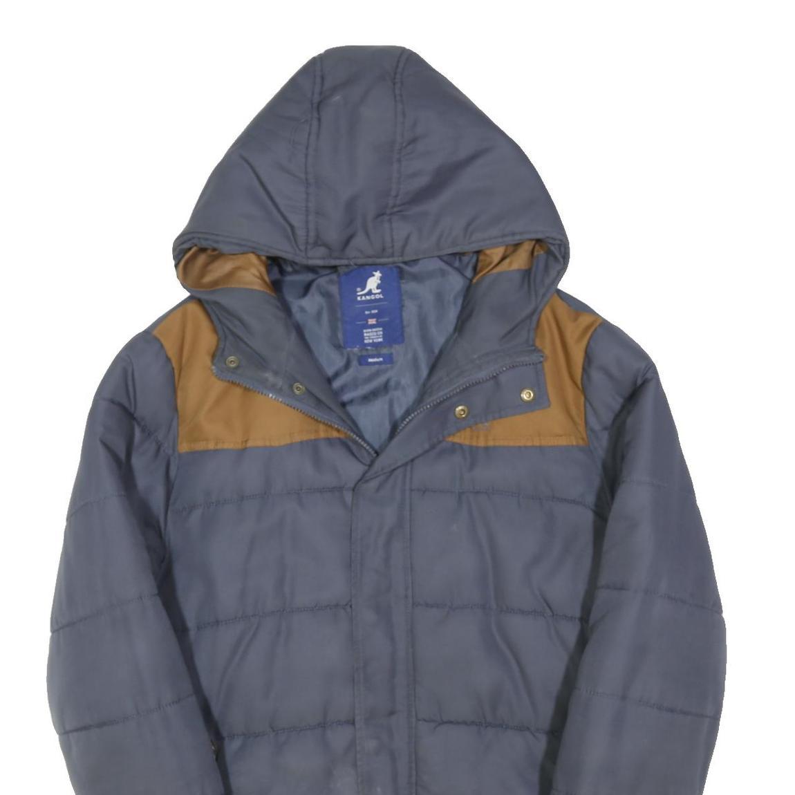 KANGOL Mens Blue & Brown Zip Jacket M Polyester Blend Casual Lightweight Hooded