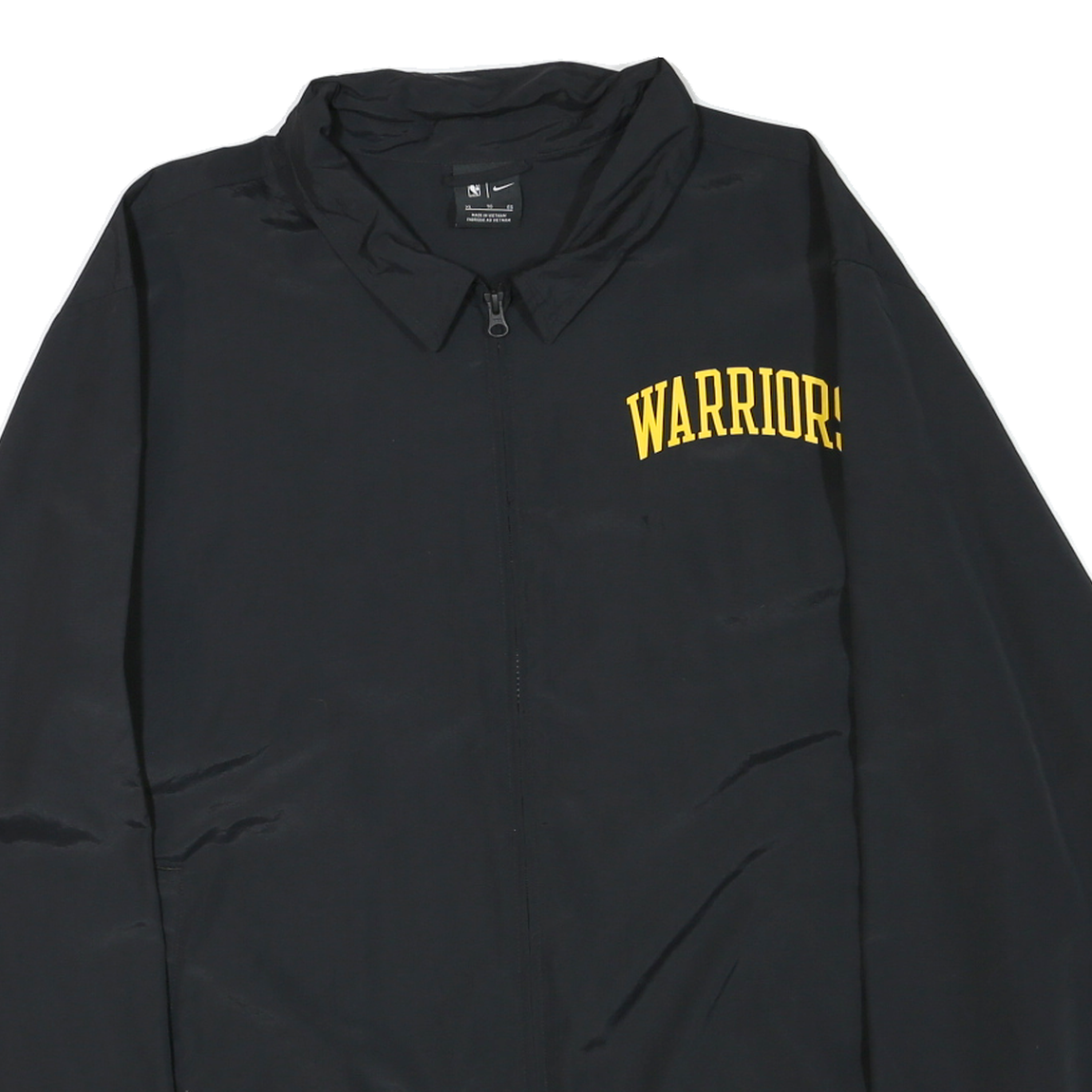 NIKE Mens Black & Yellow Warriors Zip Jacket XL Polyester Blend Plain Sportswear