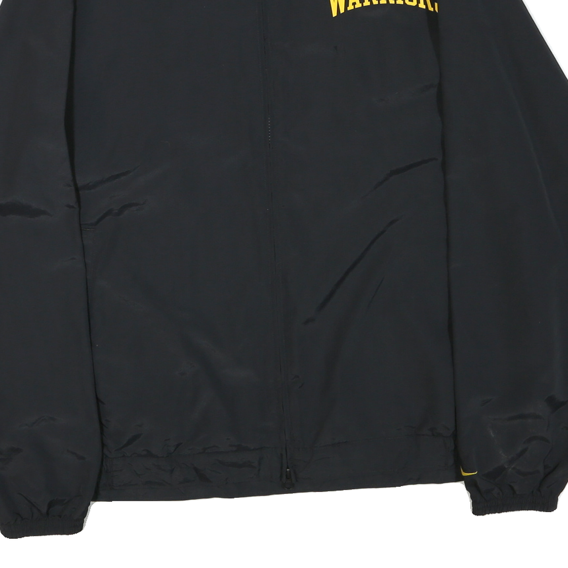 NIKE Mens Black & Yellow Warriors Zip Jacket XL Polyester Blend Plain Sportswear