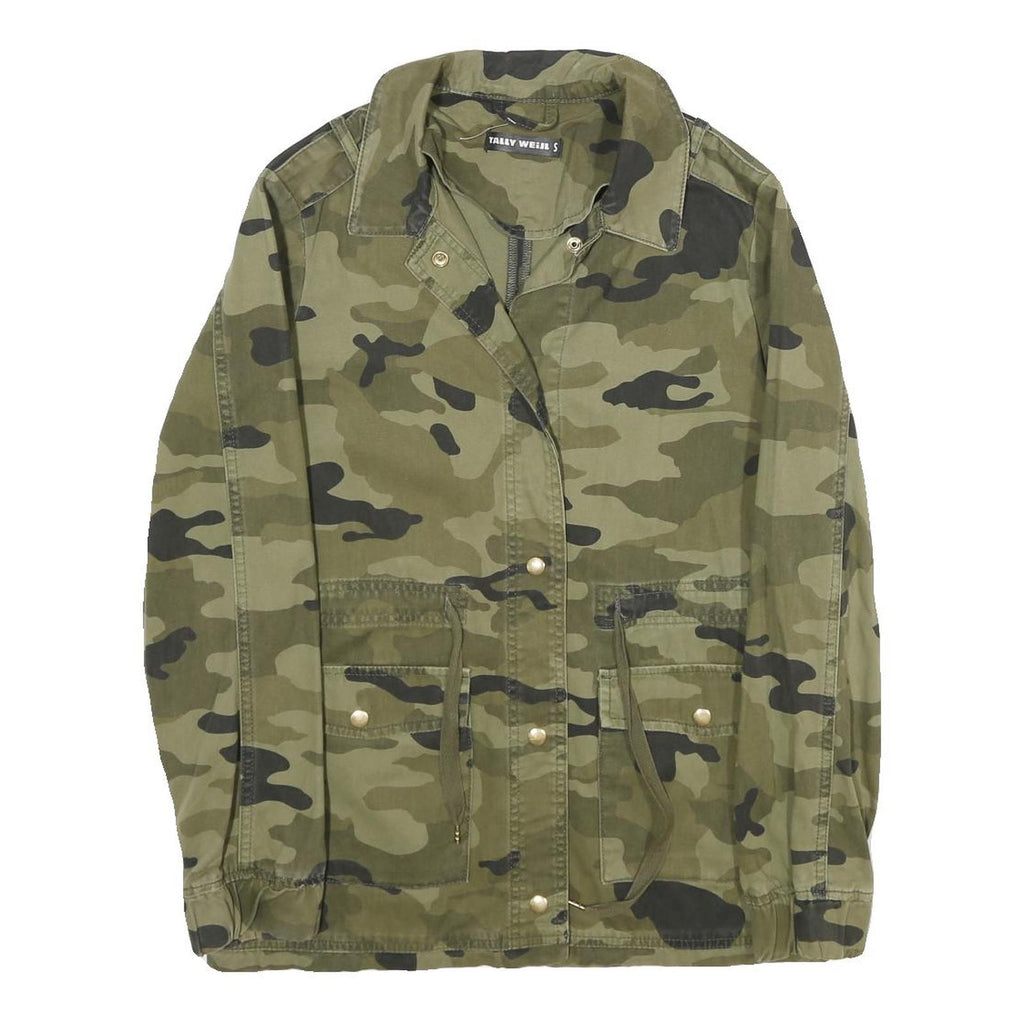 TALLY WEIJL Womens Green Cotton Camouflage Button Jacket S Casual Military Style