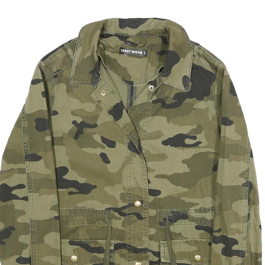 TALLY WEIJL Womens Green Cotton Camouflage Button Jacket S Casual Military Style