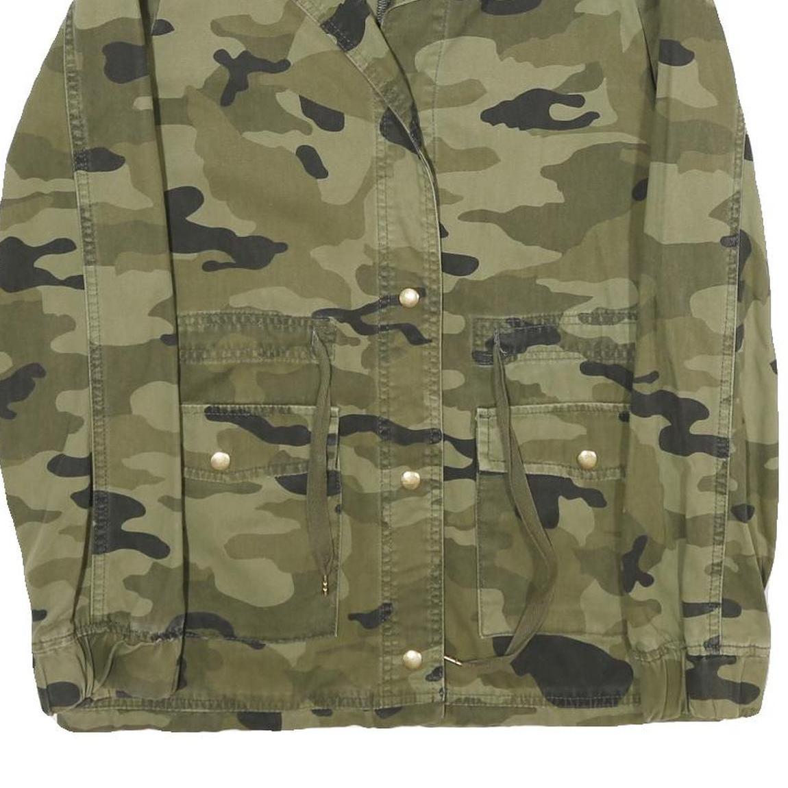 TALLY WEIJL Womens Green Cotton Camouflage Button Jacket S Casual Military Style