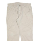 CARHARTT Mens Cotton Blend Beige Relaxed Straight Trousers W36 L30 Workwear