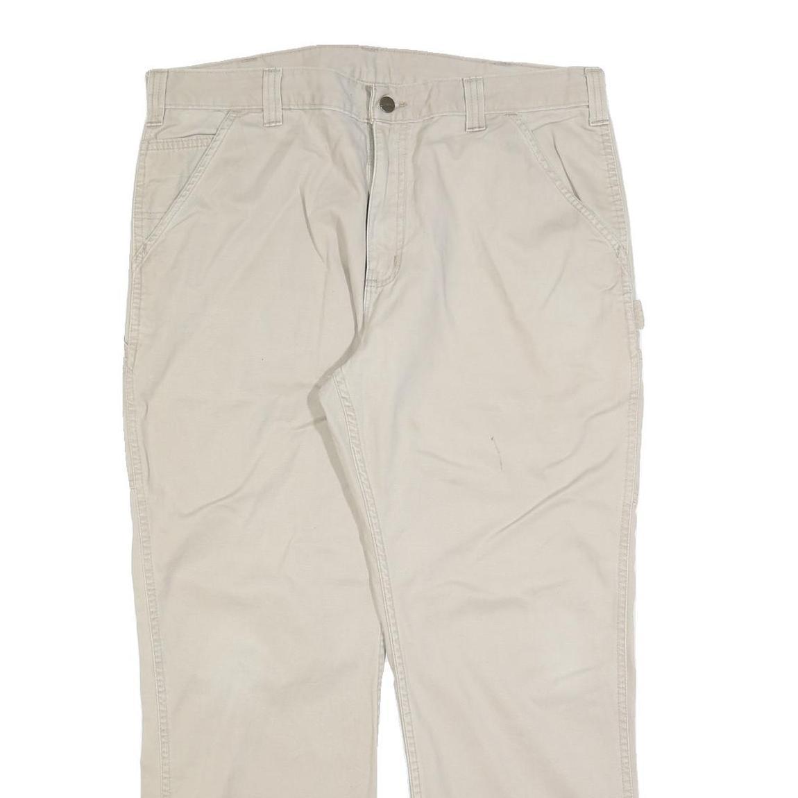 CARHARTT Mens Cotton Blend Beige Relaxed Straight Trousers W36 L30 Workwear