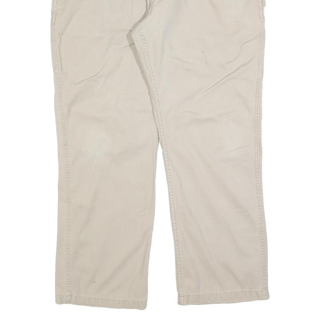 CARHARTT Mens Cotton Blend Beige Relaxed Straight Trousers W36 L30 Workwear