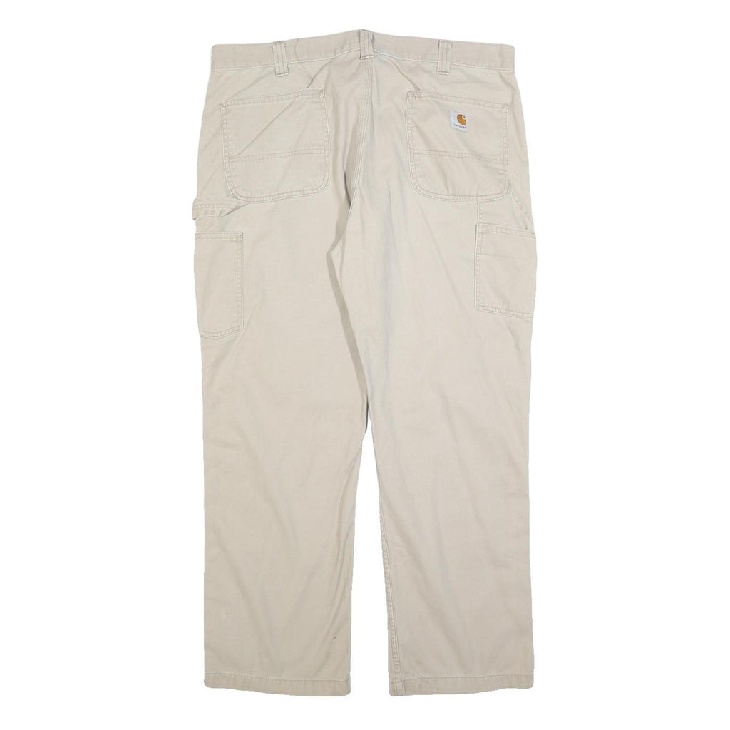 CARHARTT Mens Cotton Blend Beige Relaxed Straight Trousers W36 L30 Workwear