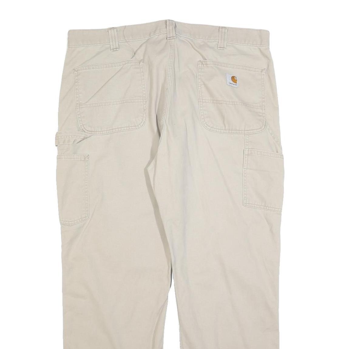 CARHARTT Mens Cotton Blend Beige Relaxed Straight Trousers W36 L30 Workwear