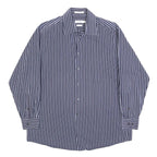 CALVIN KLEIN Mens Blue & White Striped Shirt XL Smart Casual Cotton Button