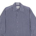 CALVIN KLEIN Mens Blue & White Striped Shirt XL Smart Casual Cotton Button