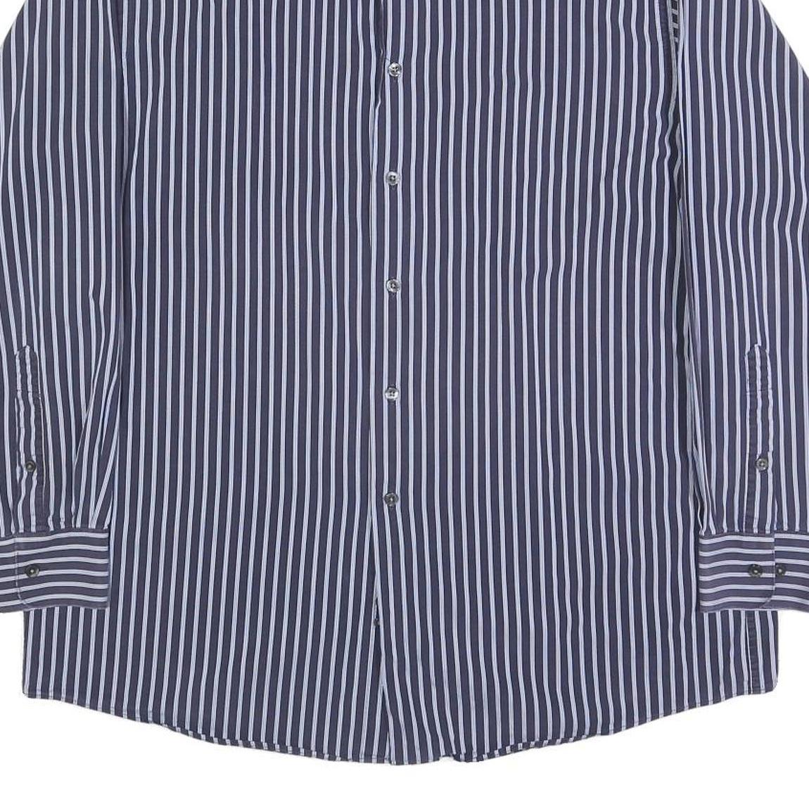 CALVIN KLEIN Mens Blue & White Striped Shirt XL Smart Casual Cotton Button