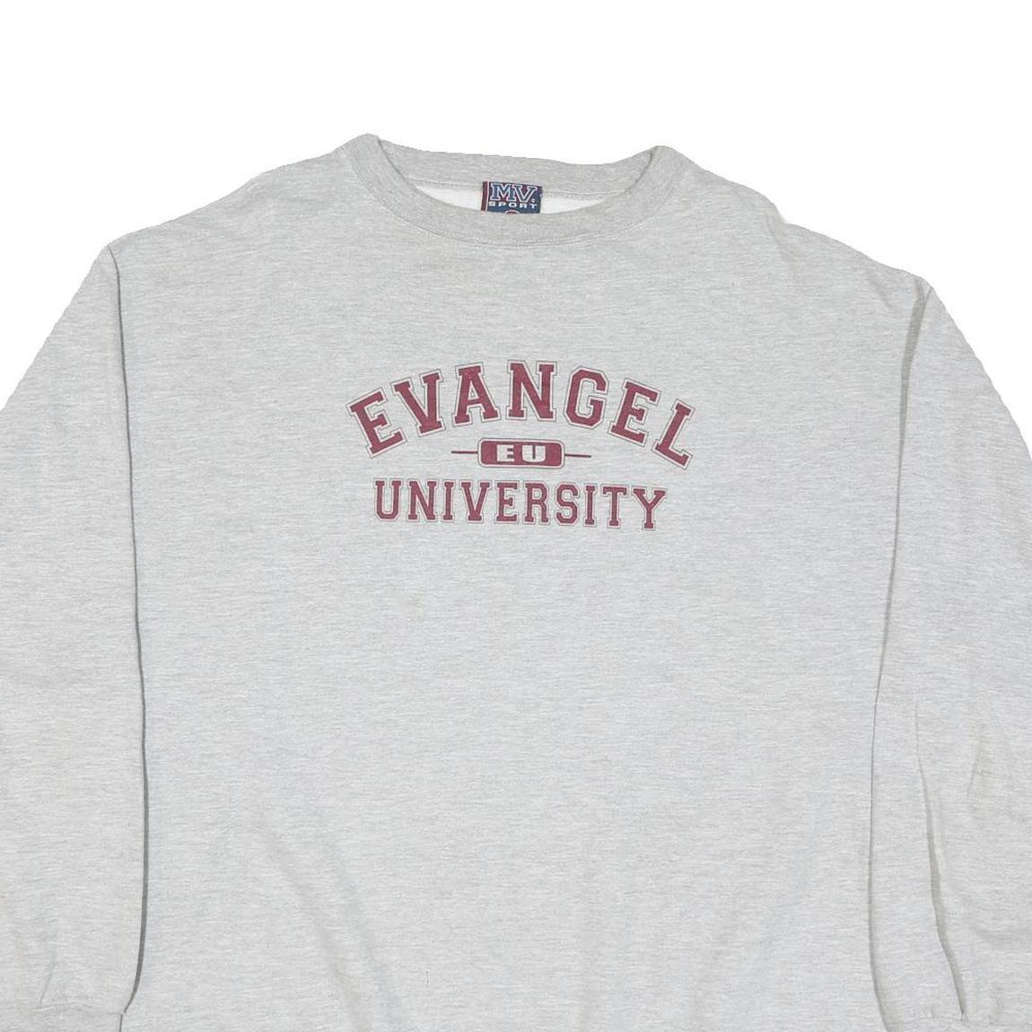 MV SPORT Mens Grey Evangel University Crew Neck L Cotton Blend Sweatshirt