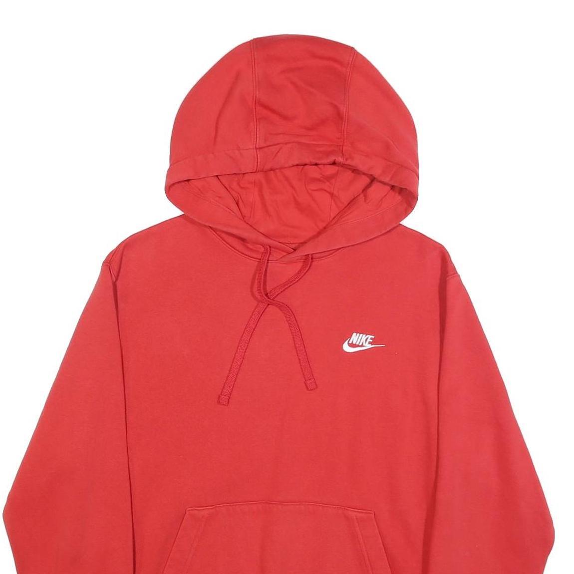 NIKE Mens Red Hoodie S Cotton Blend Pullover Sweatshirt Sports Casual