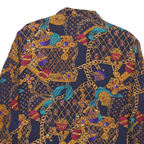 SUMMIT PLACE Womens Navy Blue & Gold Pattern Shirt M Vintage Style Button Down