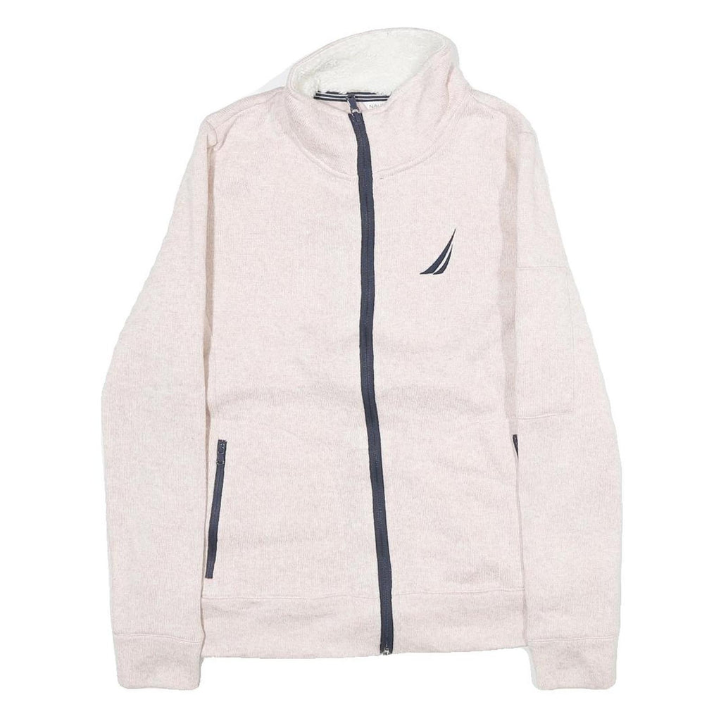 NAUTICA Womens Cream Zip Jacket S Cotton Plain Long Sleeve Casual Lightweight