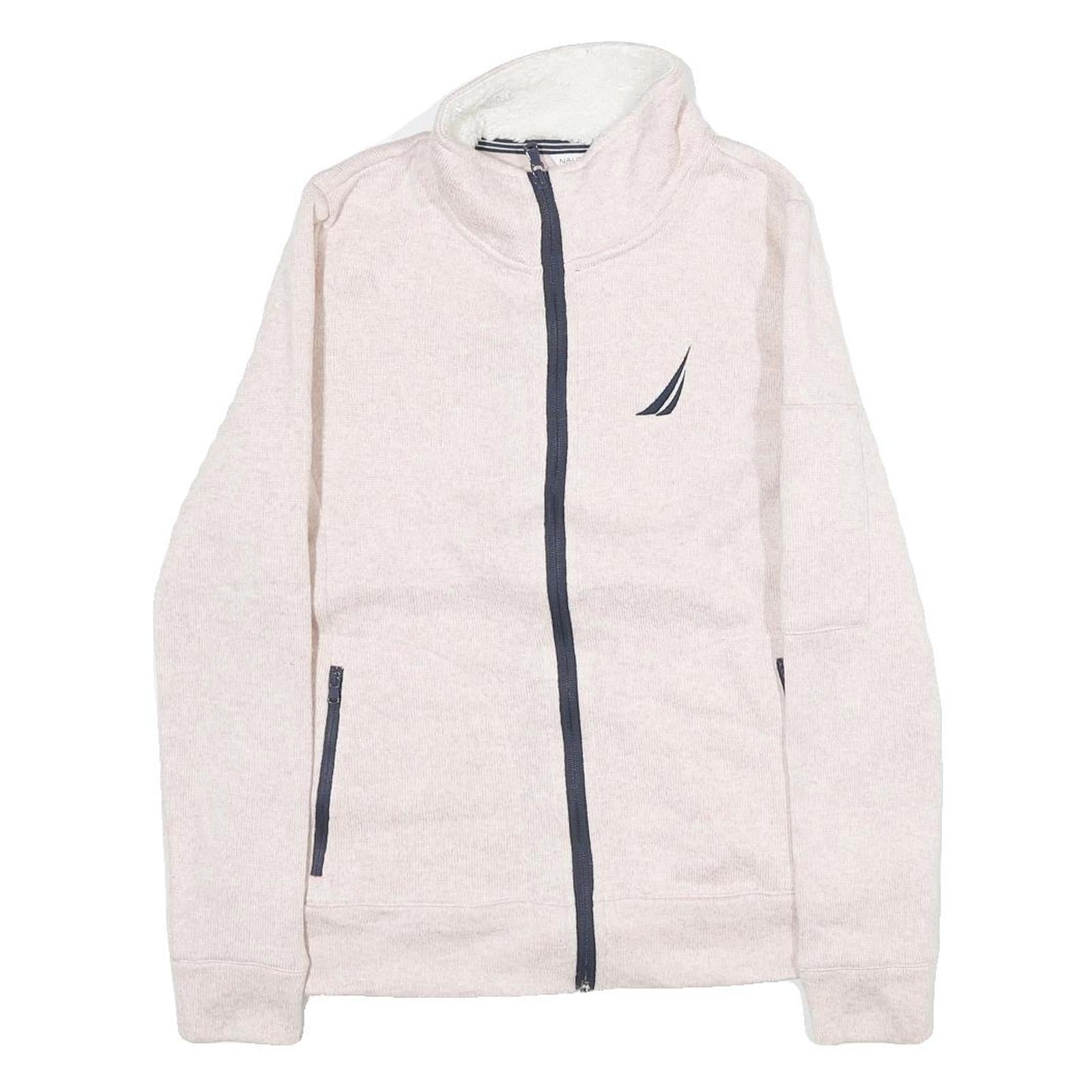 NAUTICA Womens Cream Zip Jacket S Cotton Plain Long Sleeve Casual Lightweight