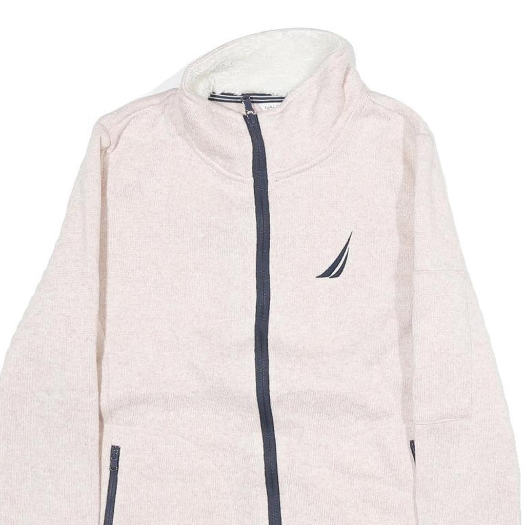 NAUTICA Womens Cream Zip Jacket S Cotton Plain Long Sleeve Casual Lightweight