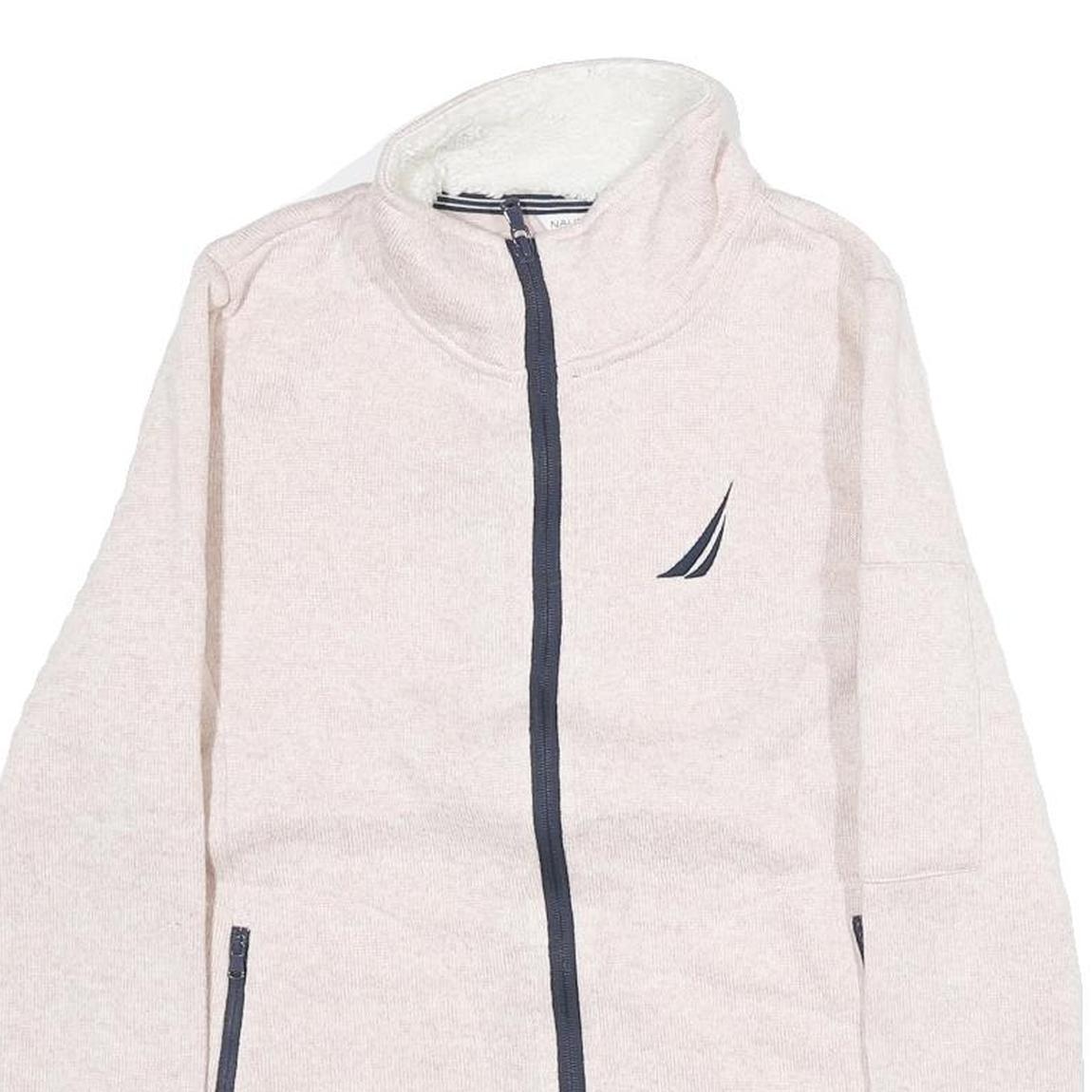 NAUTICA Womens Cream Zip Jacket S Cotton Plain Long Sleeve Casual Lightweight