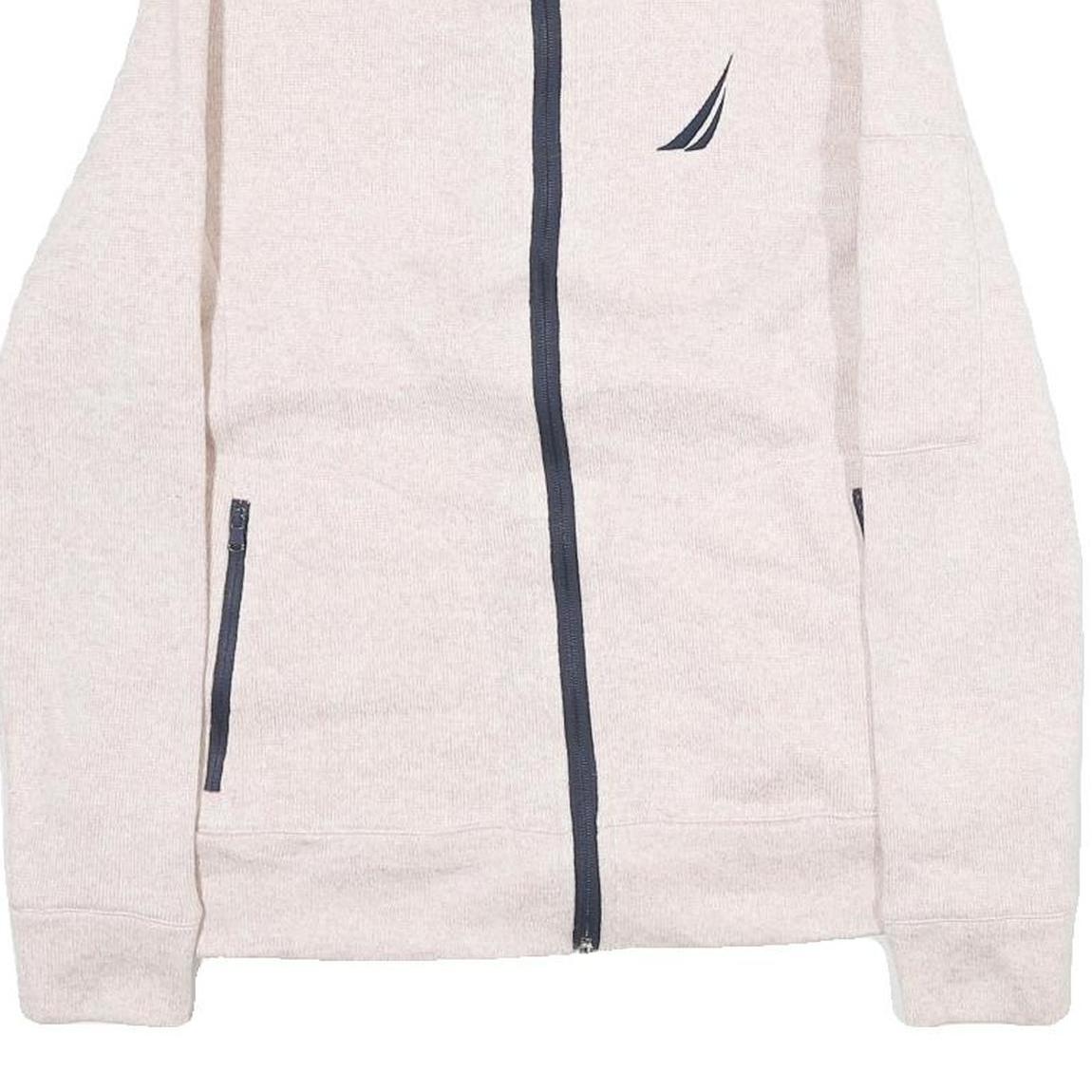 NAUTICA Womens Cream Zip Jacket S Cotton Plain Long Sleeve Casual Lightweight