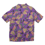 PULL & BEAR Mens Shirt Purple Geometric XS