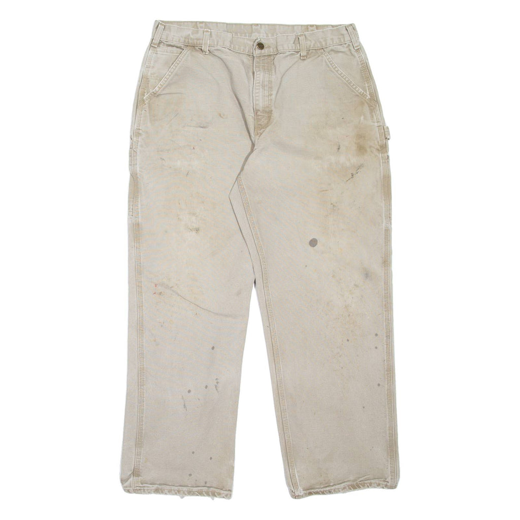 CARHARTT Carpenter Workwear Mens Jeans Grey Loose Tapered W38 L32