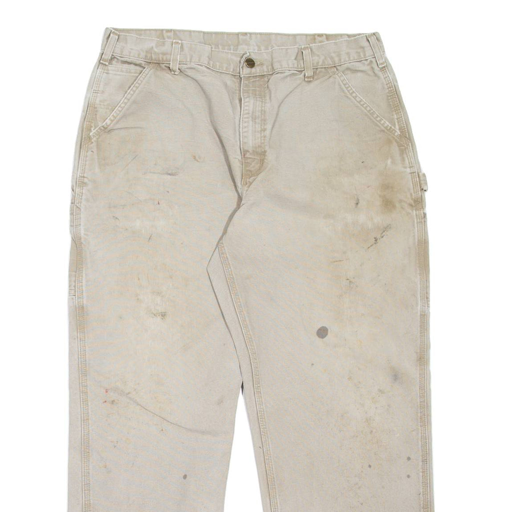 CARHARTT Carpenter Workwear Mens Jeans Grey Loose Tapered W38 L32