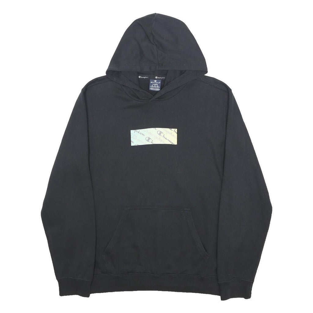 CHAMPION Mens Black Pullover Hoodie L Cotton Blend Casual Wear
